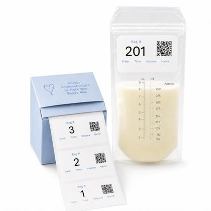 Cubtale Smart Milk Bag Labels – Breast Milk Expiration, Inventory & Storage Tracking with QR Code – Caregiver Access to Breastfeeding Details – 500 Consecutively Numbered Self-Adhesive Labels