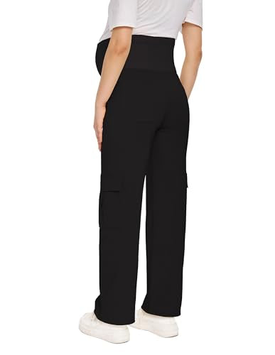 Maternity Quick-Dry Cargo Pants with 6 Functional Pockets - color: Black, size: Small