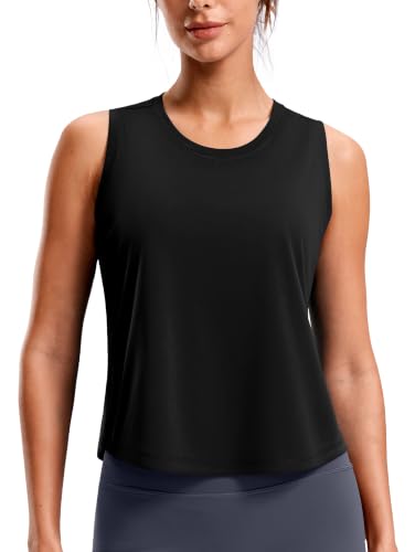 SANTINY Cropped Racerback Workout Tank Top - color: Black, size: X-Large