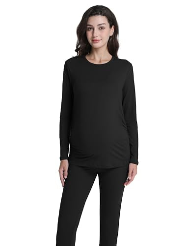 Women's Maternity Pajamas Sets 2 Piece Sleepwear - color: Black, size: Medium