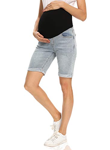 Foucome Women's Materntiy Bermuda Jean Shorts - color: 44# Blue, size: Small