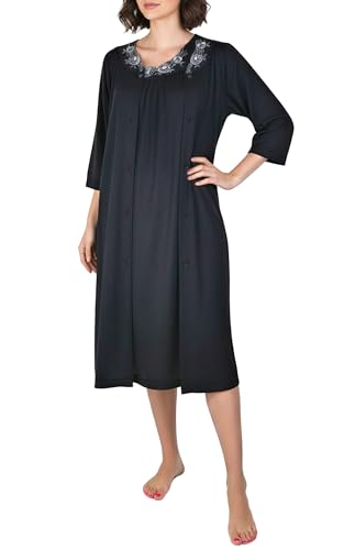 Shadowline Women's Robe & Matching Sleeveless Nightgown Set - color: Shadow Black, size: 1X