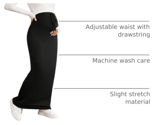 SHENHE Women's Maternity Skirt Knit Adjustable Waist Drawstring Maxi Skirt - size: Small