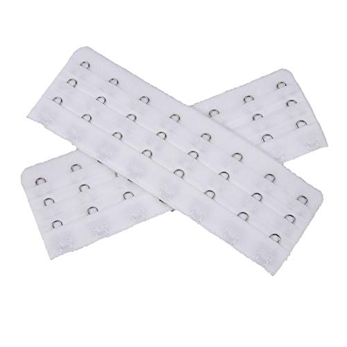 Bra Extender Ladies Bra Strap Extension 8 Hook 3 Rows Buckle Adjustable 2pcs - color: White, size: AA