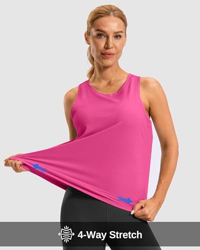 G Gradual Women's Workout Tops Open Back Athletic Tank Tops Running Shirts - color: Magenta, size: X-Small