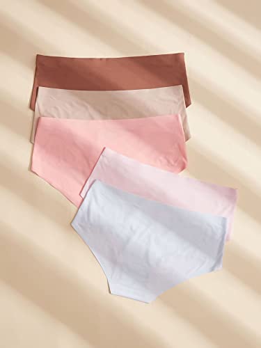 SHEWHE Women's 5 Packs Seanless Maternity Panties Pregnancy No Show Briefs - color: Multicolor Pink, size: Medium