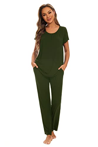 Smallshow Women's Maternity Nursing Pajamas - color: Army Green, size: Small