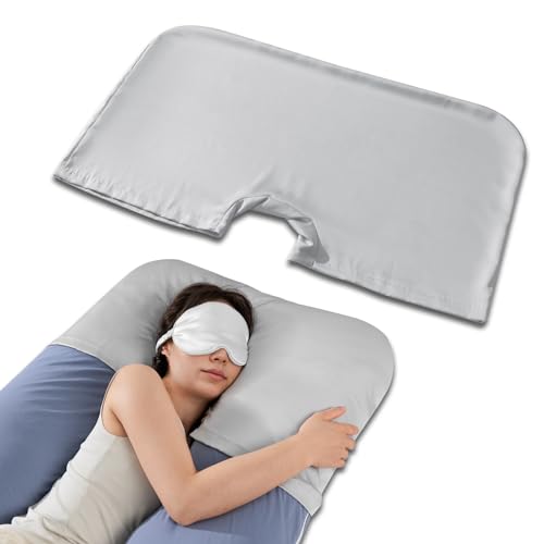 QUEEN ROSE Pregnancy Body Pillow Cover, Satin Cooling Pillowcase, Grey - color: Grey