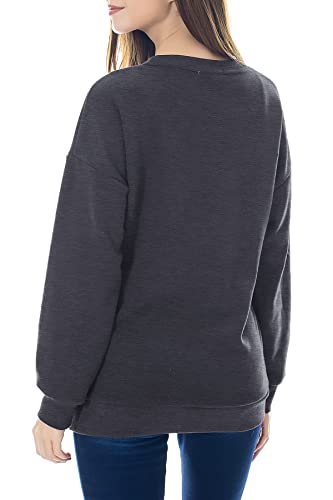 Smallshow Fleece Maternity Nursing Sweatshirt Long Sleeve Breastfeeding Tops - color: Deep Grey, size: Small