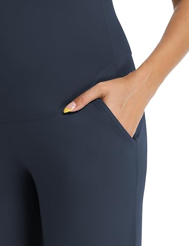 Foucome Womens Maternity Pants Wide Leg Yoga Dress Work Pants - color: Navy Blue, size: X-Large