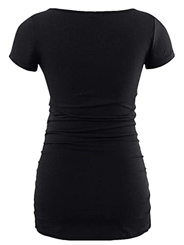 Decrum Maternity Short Sleeve Graphic Print T Shirts - color: Mts Black- Baby Made Me Eat It Maternity Shirt, size: Medium