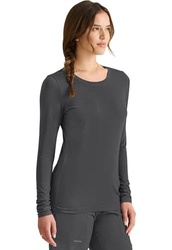 Healing Hands Underscrub Long Sleeve Women Knits Scrub Tops - color: Charcoal, size: 3X-Large