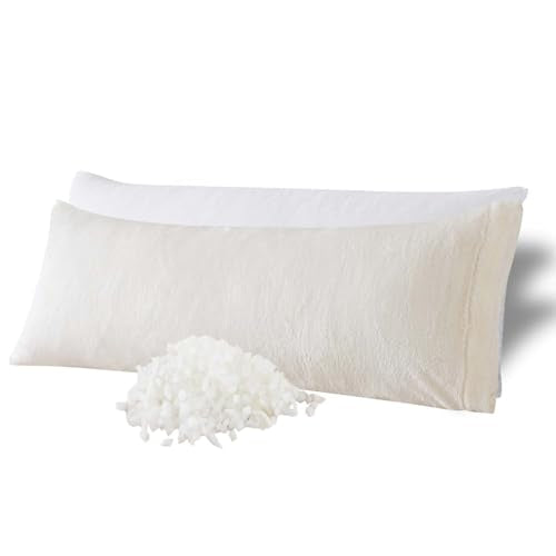WhatsBedding Memory Foam Body Pillow with Cover, Long Bed Pillow for Adults - color: White Pillow+ Sherpa Beige Pillowcase