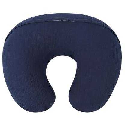 Onacosht Muslin Nursing Pillow Cover, 100% Cotton, Navy Blue - color: Navy Blue