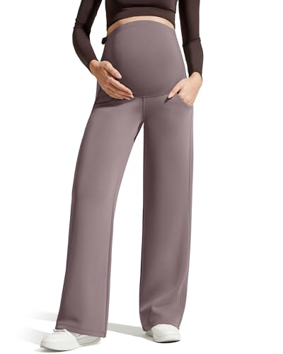 G4Free Maternity Pants Pregnancy Wide Leg Sweatpants High Waist Modal Soft - color: Taupe, size: Medium