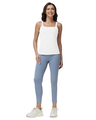 Foucome Nursing Tank Tops Stretch Nursing Cami with Built in Bra - color: White, size: Large