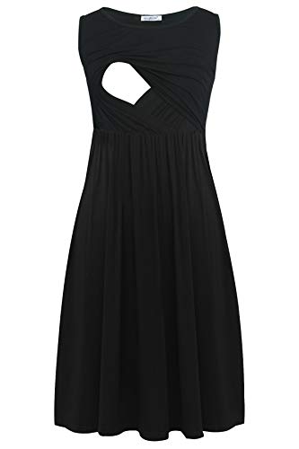 Smallshow Women's Sleeveless Nursing Dresses - color: Black, size: Large