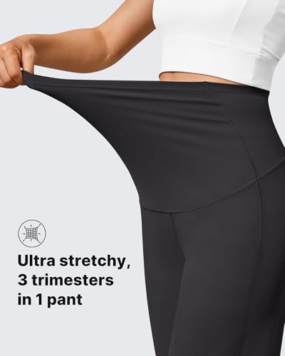 G4Free BareFeel Maternity Yoga Pants Pregnancy Slacks Over the Belly - color: Black, size: Medium