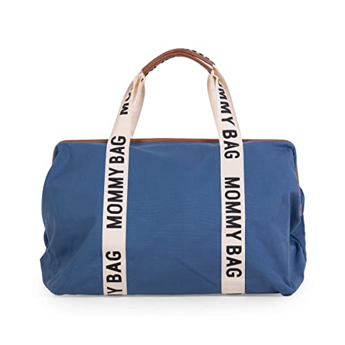 Childhome Signature Mommy Bag, Sporty Diaper Bag, Water Repellent Tote Bag, Large Diaper Bag, Baby Essentials Travel Bag, Hospital Bag for Labor and Delivery (Indigo) - style: Signatureindigo