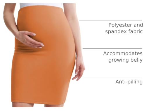 POSHDIVAH Maternity Skirt Over The Belly with Slit - color: Short-camel, size: Small