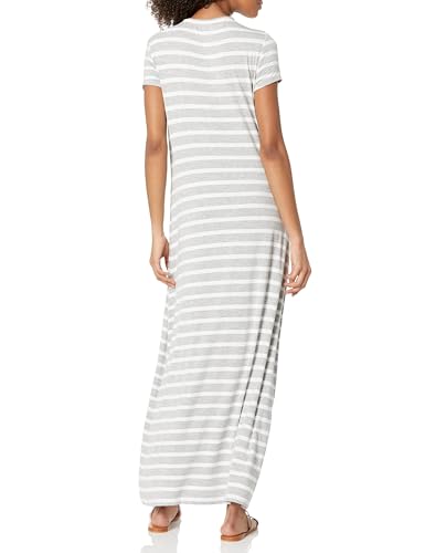 Amazon Essentials Women's Short-Sleeve Maxi Dress - color: French Stripe Grey Heather, size: X-Large