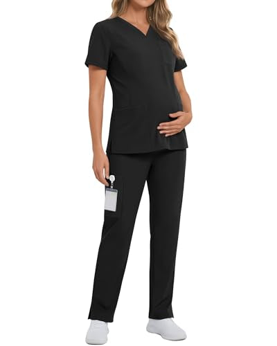 Women's Maternity Scrub Set - color: Black, size: X-Large
