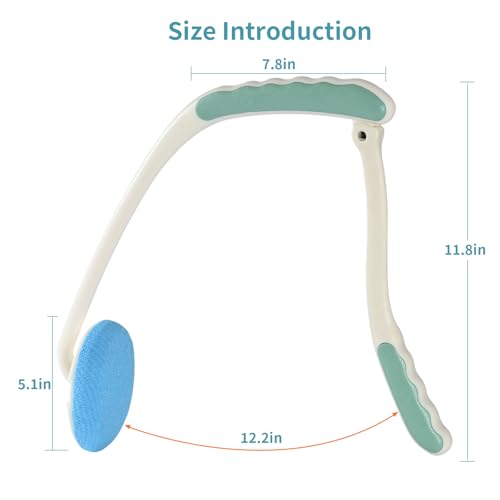 Back Scrubber for Shower, Full Body Shower Brush for Body, L-Shaped Foldable Long Handle, 2-in-1 Dual Purpose Back Scrubber, Suitable for The Elderly & Sensitive Skin - color: Blue+white