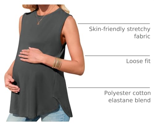 FMEYOA Women's Maternity Tank Top Summer Sleeveless Pregnancy Shirts - color: Dark Grey, size: X-Large