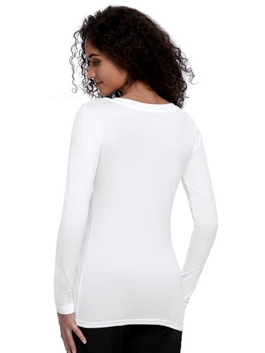 COZYFIT 2 Pack Underscrub Long Sleeve Women, Scrubs Undershirts, Crew Neck - color: White/White, size: Medium