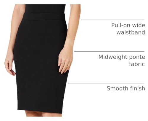 Amazon Essentials Women's Ponte Pull-On Fitted Pencil Skirt, Business Casual, Everyday Wear - color: Black, size: Medium