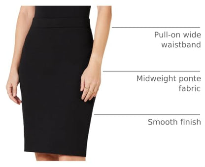 Amazon Essentials Women's Ponte Pull-On Fitted Pencil Skirt, Business Casual, Everyday Wear - color: Black, size: Medium