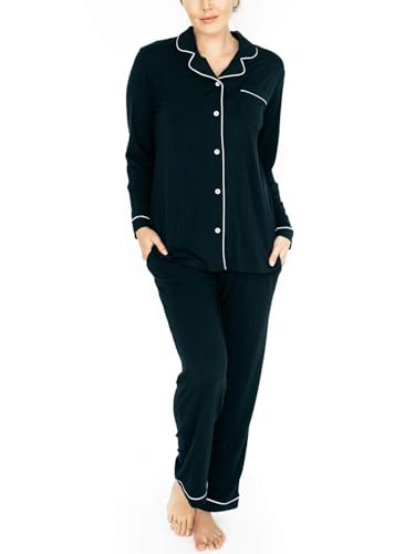 Kindred Bravely Clea Long Sleeve Pajama Set, Maternity & Nursing Sleepwear - color: Black, size: Large