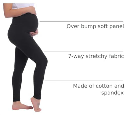 Joyaria Cotton Maternity Leggings Over-the-Belly,Maternity Clothes - color: Black, size: Medium