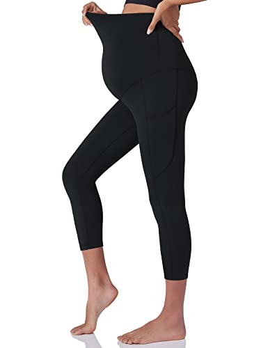 POSHDIVAH Maternity Workout Leggings Pregnancy Yoga Pants Pockets - color: Blacks, size: Large