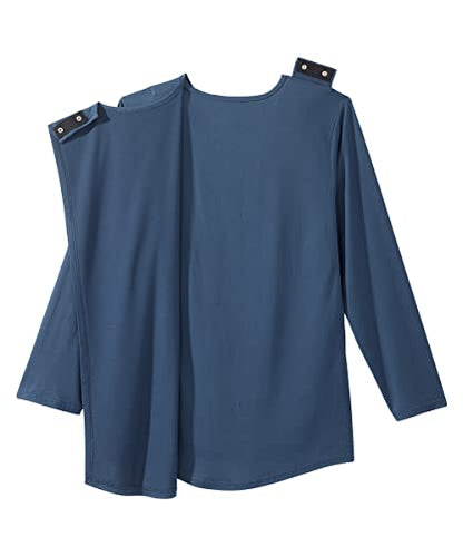 Silverts Women's Adaptive Open Back Long Sleeve Top, Assisted Dressing - color: Caribbean Blue, size: X-Large