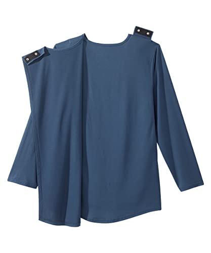 Silverts Women's Adaptive Open Back Long Sleeve Top, Assisted Dressing - color: Caribbean Blue, size: Large