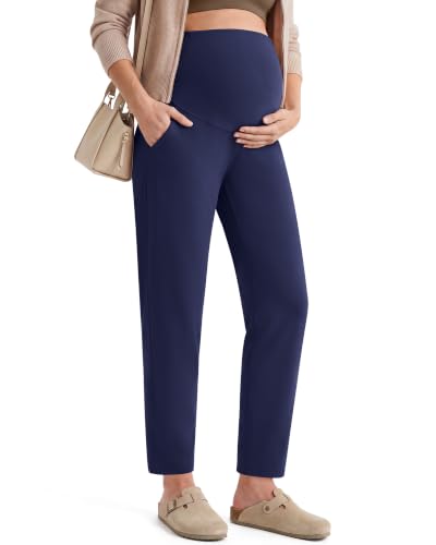 G4Free EverGoing Maternity Work Pants Pregnancy Tapered Ankle Trousers - color: Royal Blue, size: XX-Large