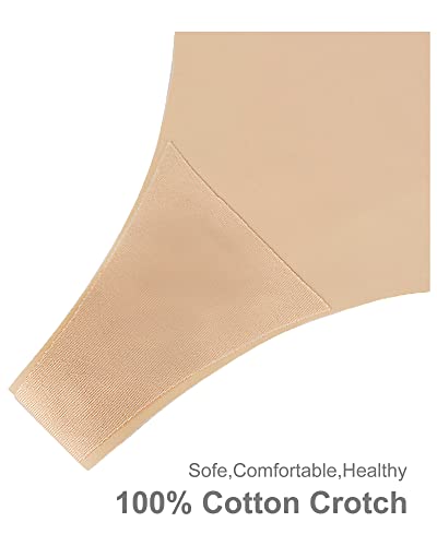 SHARICCA Women No Show Seamless Underwear Thong Invisible Soft Panties Multi Pack - color: (7 Pack) 7 Beige, size: X-Small