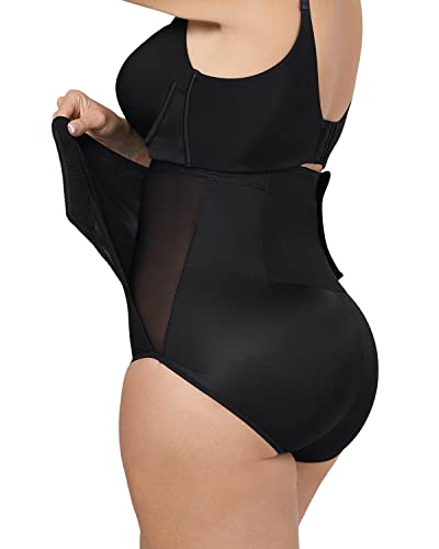 Leonisa BellyFlex Total High-Waist Post-Surgical Compression Underwear, Adjustable Belly Wrap, Tummy Control Shapewear Girdle - color: Black, size: Medium