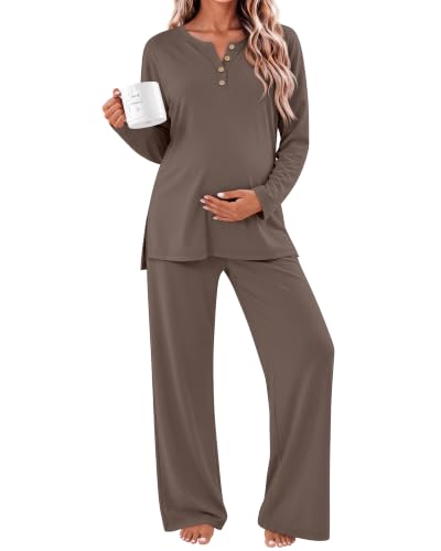 Women's Maternity Pajamas Sets - color: Coffee, size: Small