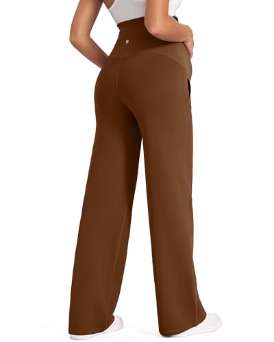 G4Free Fleece Lined Maternity Yoga Pants Winter Pregnancy Work Trousers - color: Dark Coffee, size: Large