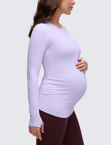 CRZ YOGA Maternity Crewneck Top - color: Lavender Frost, size: Small
