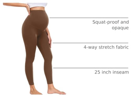 wirarpa Women's Maternity Leggings Over The Belly Buttery Yoga Pants 25" - color: Brown, size: Medium