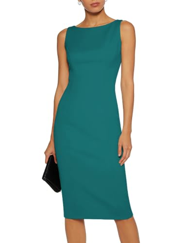 Belle Poque Womens Work Dress Sleeveless Sheath Dresses - color: Blue Green, size: Medium