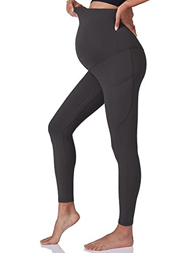 POSHDIVAH 3 Pack Women's Maternity Leggings Yoga Pants with Pockets - color: 3 Pack Black Black Grey, size: Medium