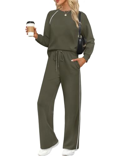 Sampeel Women 2 Piece Lounge Sets Sweatsuit Fall Outfits Matching Sets - color: Green, size: Small