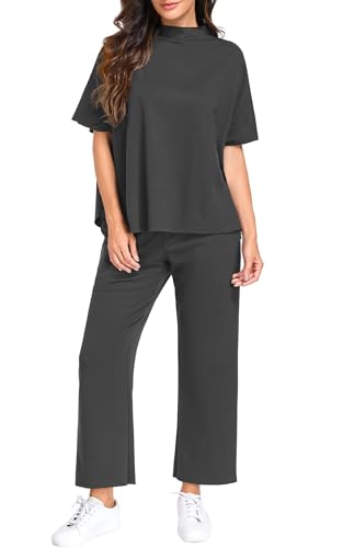 PrinStory Womens Lounge Set Summer 2 Piece Matching Sets - color: Dark Gray, size: X-Large