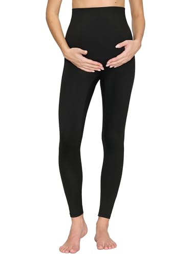 Maternity Leggings Over The Belly - Pregnancy Yoga Pants Soft Workout Leggings - color: Black, size: Small