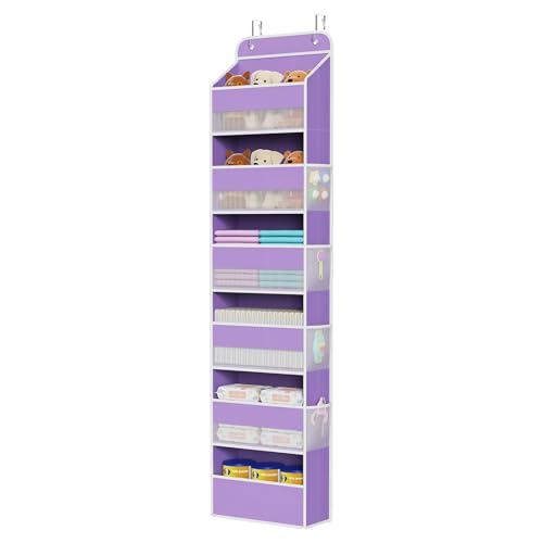 Univivi Over Door Hanging Organizer for Baby Nursery, Purple, 6-Shelf - color: Purple, size: 6 LAYER