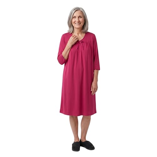 Silverts Women's Adaptive Open Back Nightgown, Assisted Dressing Sleepwear - color: Wine, size: X-Small
